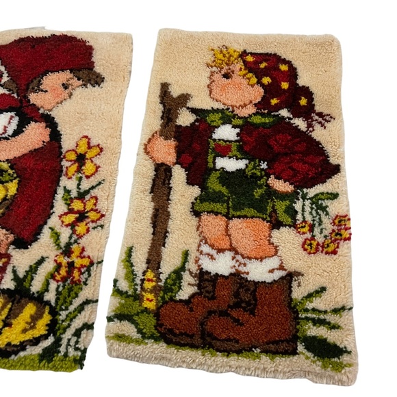 Latch Hook Rug Hummel Peasant Girl & Boy Wall Hanging 1980 Joseph Mueller - Picture 3 of 11